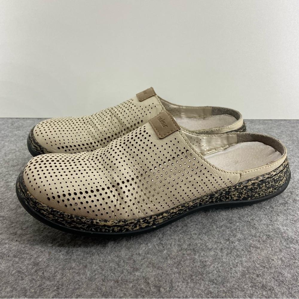 Rieker “Daisy” Cream Leather Slip On Clog Women’s Size 40 or US 8.5-9